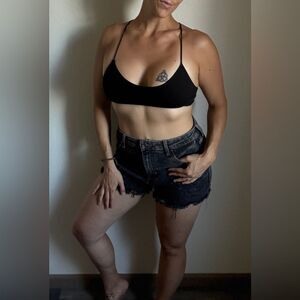 Kendall & Kylie High Rise Drifter Shorts Black Acid Wash